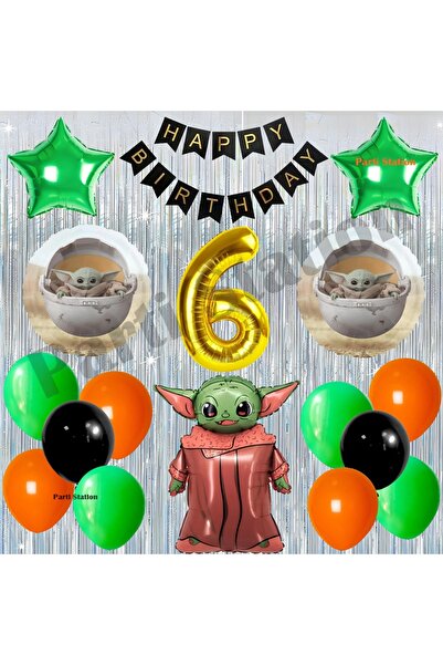 Parti Station Star Wars 6 Year Old Balloon Set Star Wars Star Wars Baby Yoda ...