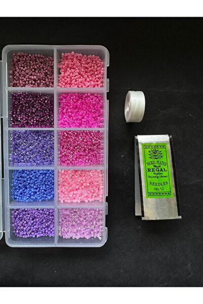 LİVZA BİJUTERİ Miyuki Delika Set Takı Yapım Seti 27 Pembe mor renkleri