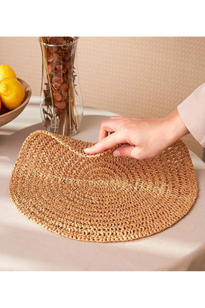ASG 6 Pieces Wicker Coasters Knitted Fireproof American Serving Plate Pan Pot Mat Stylish Tableware Serving Presentation