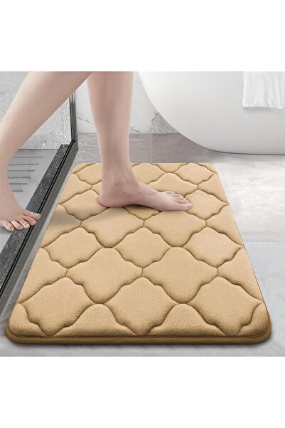 Faria Memory Foam Bath Mat, Absorbent and Quick Drying, Non-Slip Base, Comfortable and Soft 120x80cm Beige