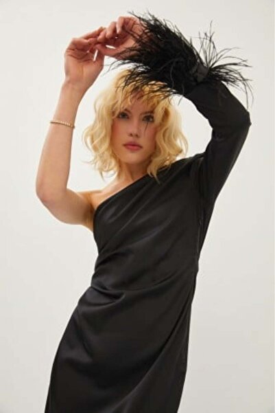 Setre Elegant Black Dress for Events - MADE IN TURKEY