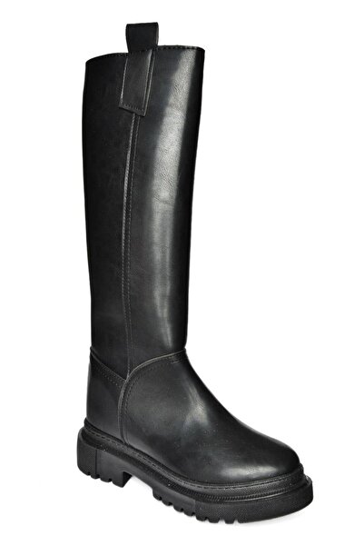 Fox Shoes V973222209 Black Leather Thick Soled Women's Riding Boots