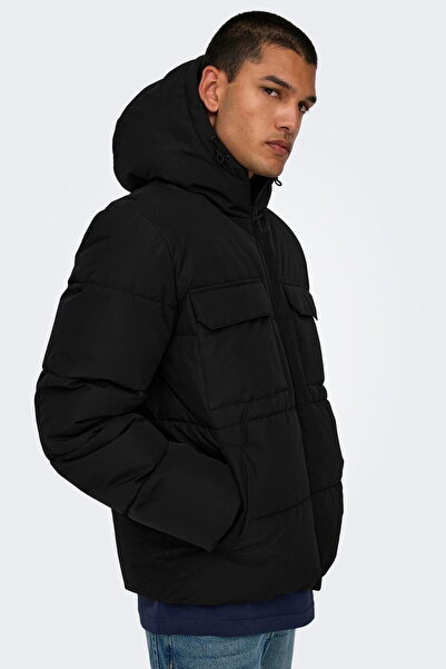 ONLY & Sons Чоловічий пуховик з високим коміром на блискавці та рибстопом – вітрозахисний