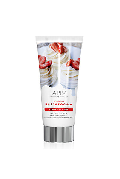 Apis Natural Cosmetics Balsam hidratant pentru corp Creamy Strawberry cu aroma de capsuni si frisca, 200 ml