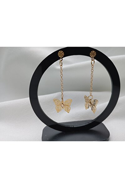 OEM 18K gold plated earrings with Butterfly and Swarovski crystal 2*4mm