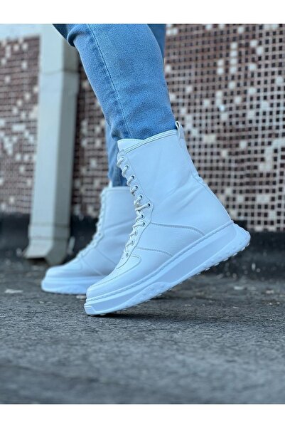 Wagoon WG012 White Skin Long Lace Up Boots