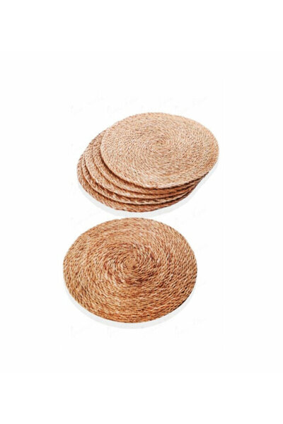 ASG 6 Pieces Wicker Coasters Knitted Fireproof American Serving Plate Pan Pot Mat Stylish Tableware Serving Presentation