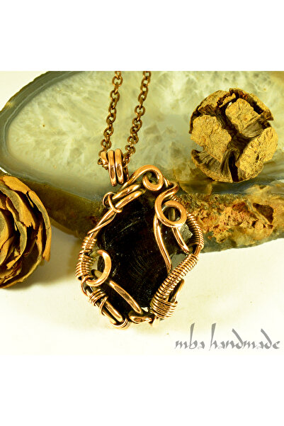 mba handmade jewelry Obsidian Crystal Handmade Authentic Pendant - Single Item - Pure Copper