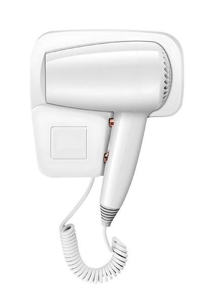 Primo Plus Professional Wall-Mounted Hair Dryer: Compact, Lightweight, and Powerful 1250 W -Hot & Cold Settings