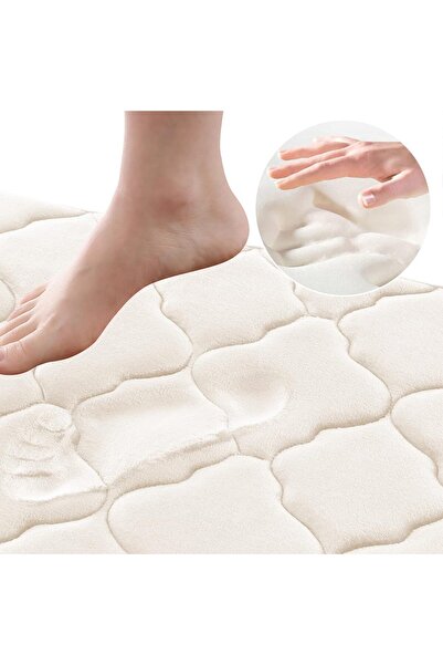 Faria Memory Foam Bath Mat, Absorbent and Quick Drying, Non-Slip Base, Comfortable and Soft 120x80cm White