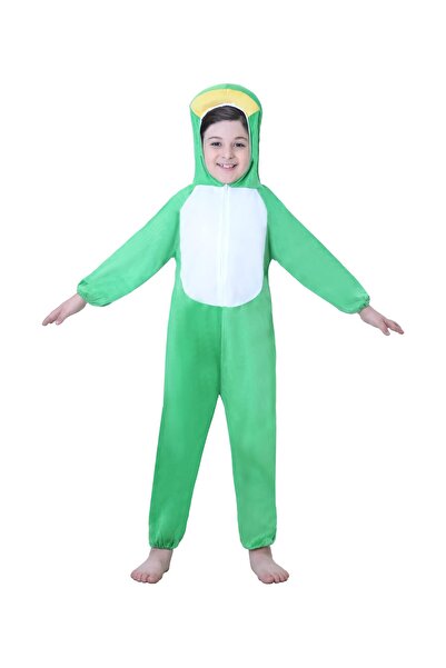 Toybox Kids Frog Costume Jumpsuit with Hood, Animal Fancy Dress, Party Outfit, Size M(4-5 Years)
