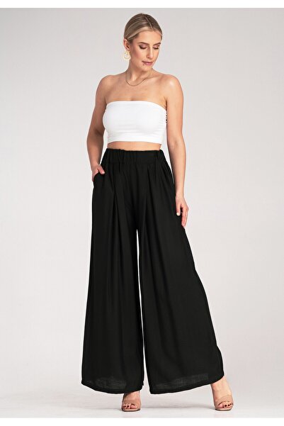 Figl Women's black high waist wide leg pants M1158 one size fits all