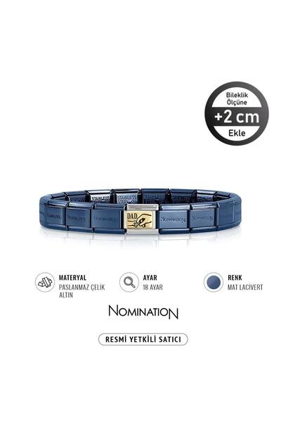 NOMİNATİON Italy Composable 18K Altın Dad Hand ve Çelik Bileklik MAT LACİVERT