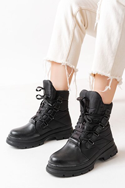 Zerenyus Black Lace-Up Waterproof Women's Premium Snow Boots