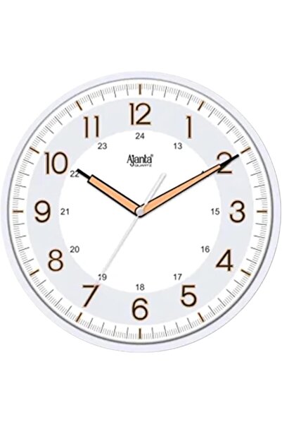ajanta ساعة حائط تناظرية من البلاستيك الكوارتز والراديوم مضيئة ليلاً (11 بوصة، أبيض)