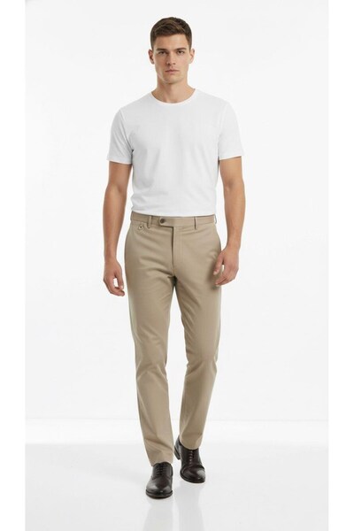 Plus Scorpion Men's Fabric Trousers Slim Fit – Black, Navy Blue, Beige, Light Grey, Anthracite, Mink – Flexible Comfortable Classic