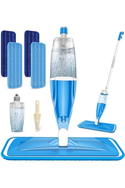 Generic Microfibre Spray Wet Mop with 4 Washable Pads Flat Spray Mop for Hard Floors