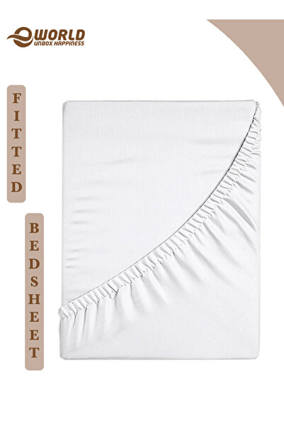 Eworld Queen Size Microfiber Fitted Bedsheet with Deep Pocket, Soft & Washable