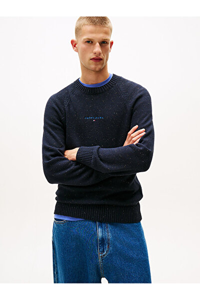 Tommy Hilfiger Erkek Mavi Triko Kazak