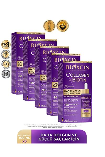 Bioxcin Collagen & Biotin Extra Volume Serum 5X100 ml - Collagen Biotin Thin Sparse Hair
