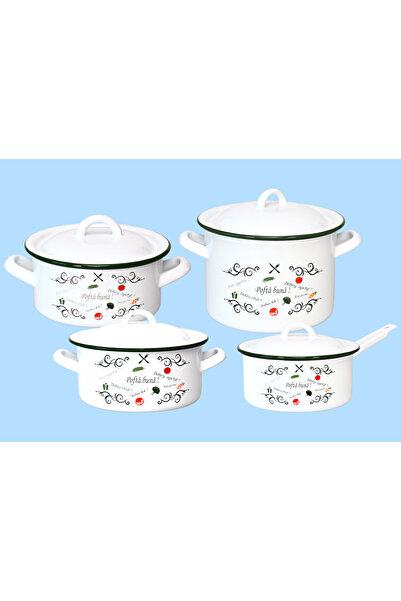 VEF Set of 8 decorative pieces Pofta Buna, pots and pans with lids VEF, White