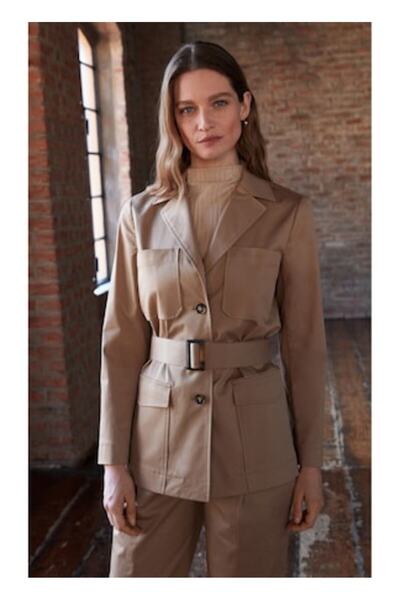 Stefanel jacket, casual elegant, cotton-elastane, camel brown, EU size 36