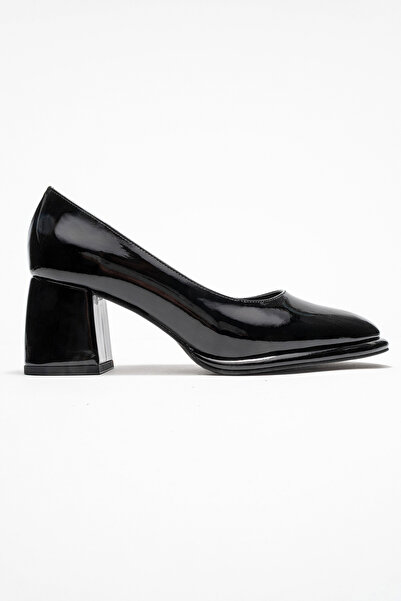 Ataköy Ayakkabı KADIN KALIN TOPUKLU AYAKKABI SIYAH RUGAN