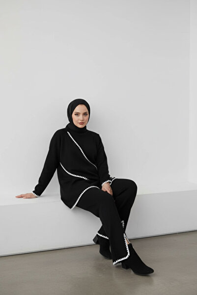 NEWCO Women's Camel Pants Tunic Double Hijab Shepherd Stitching Set