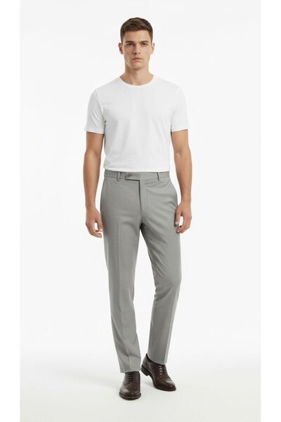 Plus Scorpion Men's Fabric Trousers Slim Fit – Black, Navy Blue, Beige, Light Grey, Anthracite, Mink – Flexible Comfortable Classic