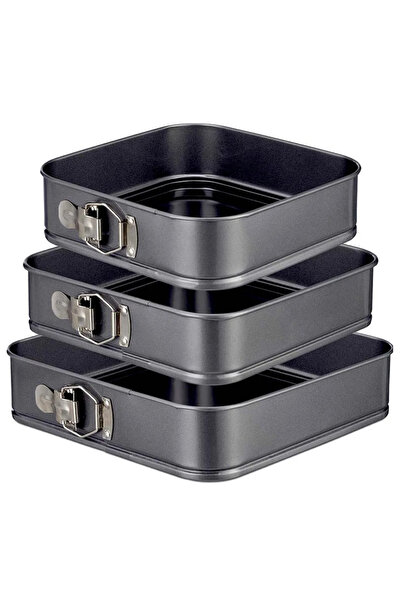 zola Set of 3 baking trays, different sizes, non-slip, removable bottom, square shape, black