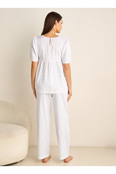 FAV Embroidered Square Neck Top and Pyjama Set