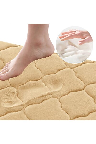 Faria Memory Foam Bath Mat, Absorbent and Quick Drying, Non-Slip Base, Comfortable and Soft 120x80cm Beige