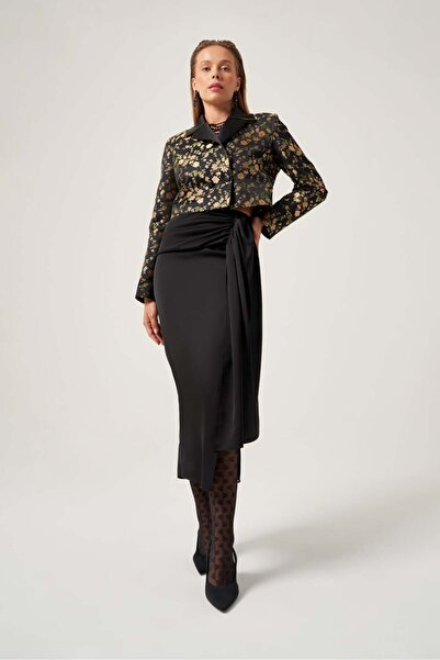 Mimya Saten Volan Detaylı Etek 4806