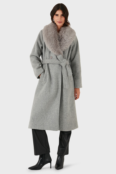 Via Dante Relaxed Fit Soft Fur Shawl Collar Coat Coat 6909660