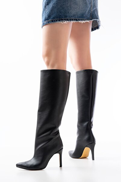 Zerenyus Μαύρες μπότες με λεπτό τακούνι Zer-İn-2004 Premium