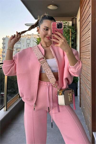 Neşeli Butik Women Three Thread Fleece-Lined Oversized Sweatshirt Tracksuit Set Mln003