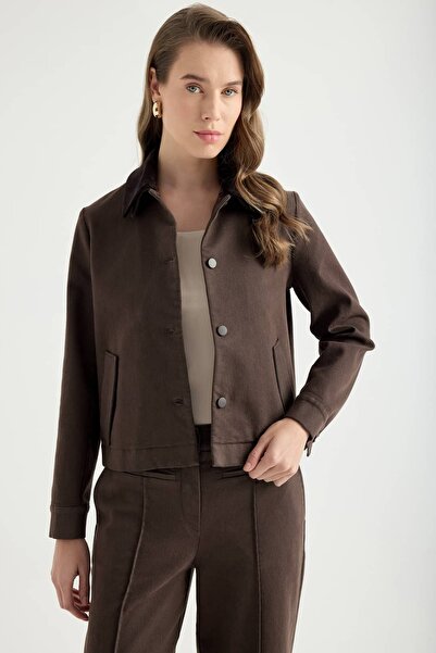 Masha Kate Velvet Collar Canvas Jacket