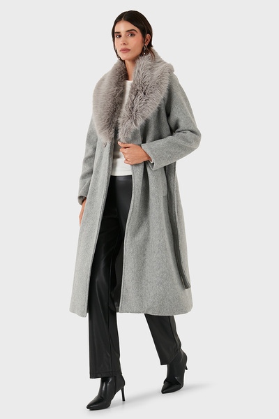 Via Dante Relaxed Fit Soft Fur Shawl Collar Coat Coat 6909660