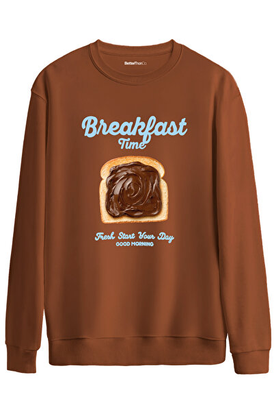 BetterThanCo Breakfast Time Printed Crew Neck Oversized Sweatshirt