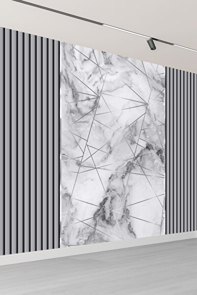 dreamwall Gri Mermer Çizgisel Dokulu Tekstil Duvar Kağıdı