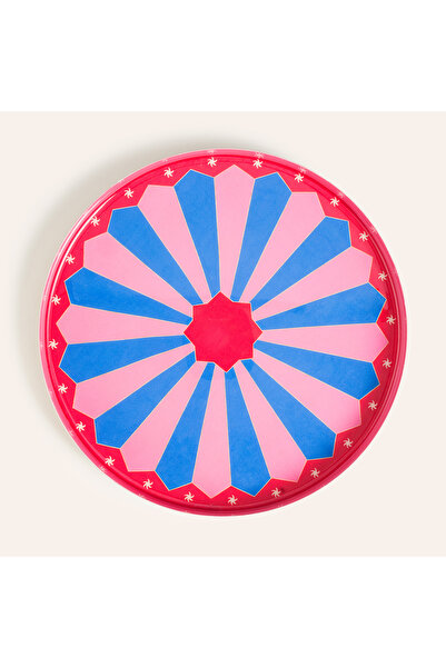 Zsa Zsa Zsu Nanpur Demir Dekoratif Tepsi 26x26x3 Cm Pembe - Mavi