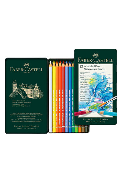 Faber Castell أقلام ألوان مائية من ألبريشت دورر - علبة معدنية تحتوي على 12 لونًا