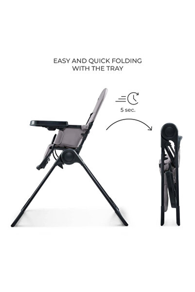 Kinderkraft BINCI Grey Folding High Chair