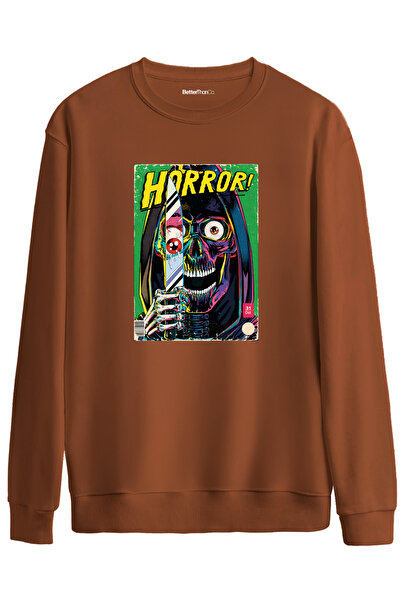 BetterThanCo Horror Printed Crew Neck Oversized Sweatshirt