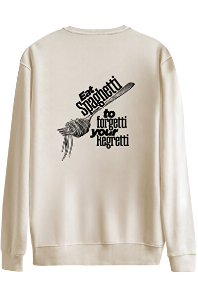 BetterThanCo Spaghetti Printed Crew Neck Oversized Sweatshirt