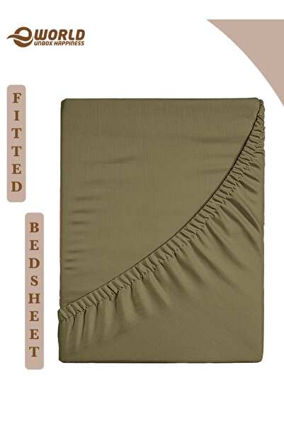 Eworld Queen Size Microfiber Fitted Bedsheet with Deep Pocket, Soft & Washabl...