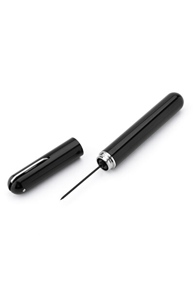 zola Penumatic bottle corkscrew, pen shape, extra knife for cutting foil, fine steel/plastic, black