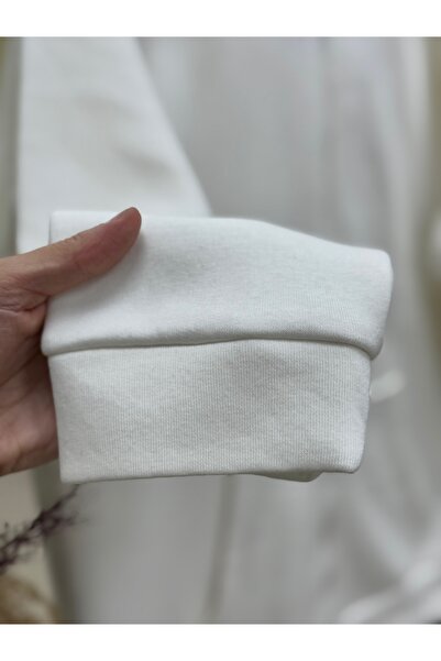 MİHRA STORE Celinda Three Thread Zippered Hooded Cardigan-Zi̇3055 White