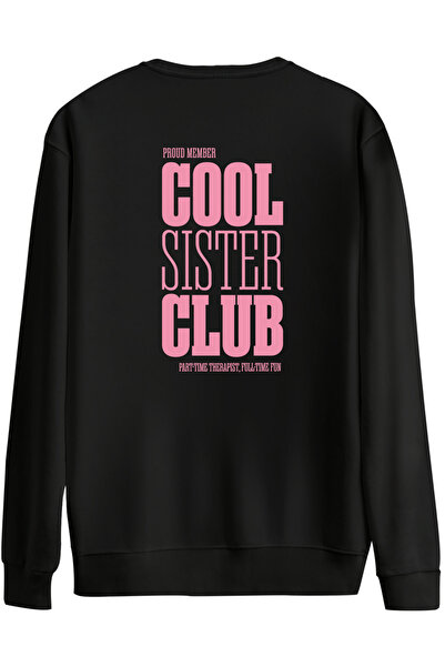 BetterThanCo Cool Sister Club cu imprimeu guler rotund supradimensionat Swea ...