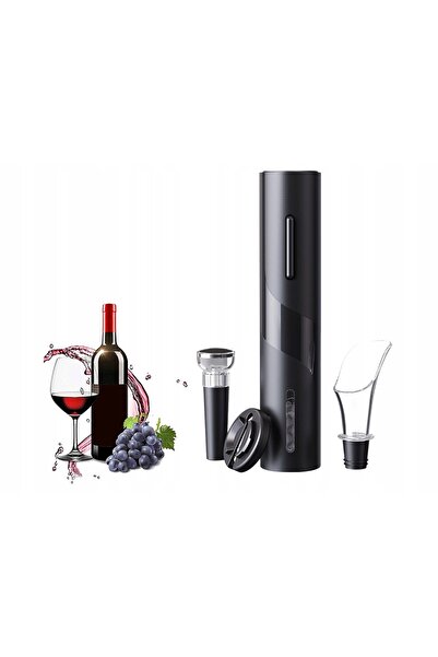zola Electric bottle corkscrew set, with cut, easy and quick to use, with wine stopper, black, 23x4.8 cm